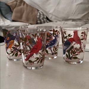 Vintage Bird Glass Cups Set